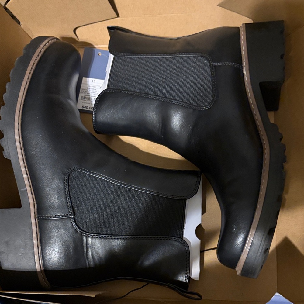 Threshold Black Leather Ankle Booties